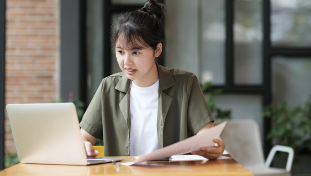 Learner in front of a computer